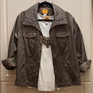 Ruby Rd Bronze Metallic Jacket with Beaded Tank